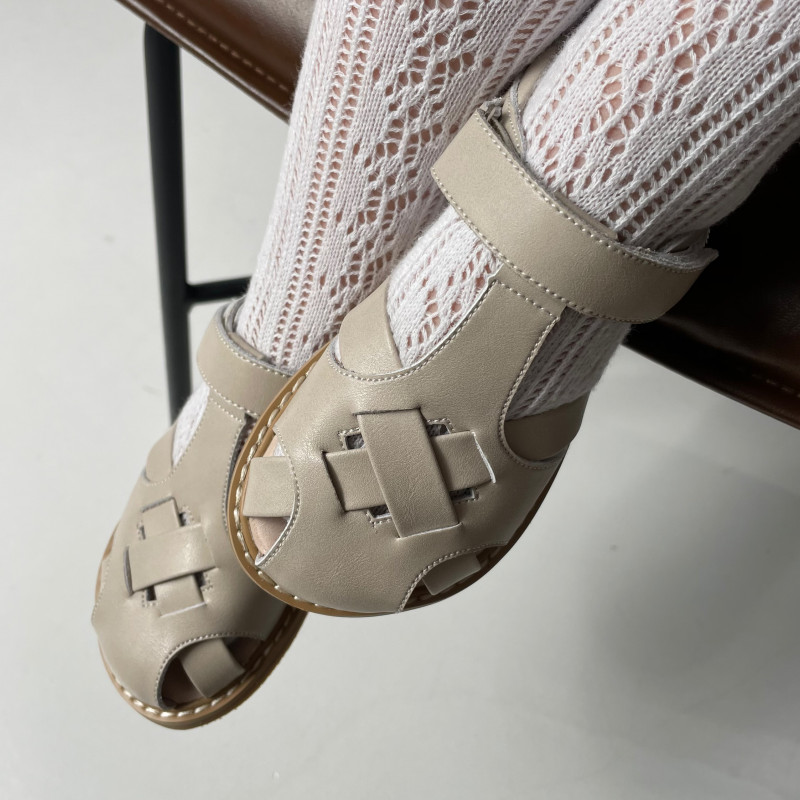 Гибкие сандалии из натуральной кожи MEOW KIDS Retro beige MK-L10