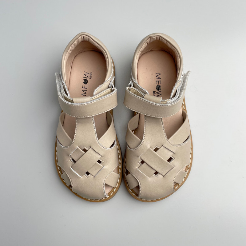 Гибкие сандалии из натуральной кожи MEOW KIDS Retro beige MK-L10