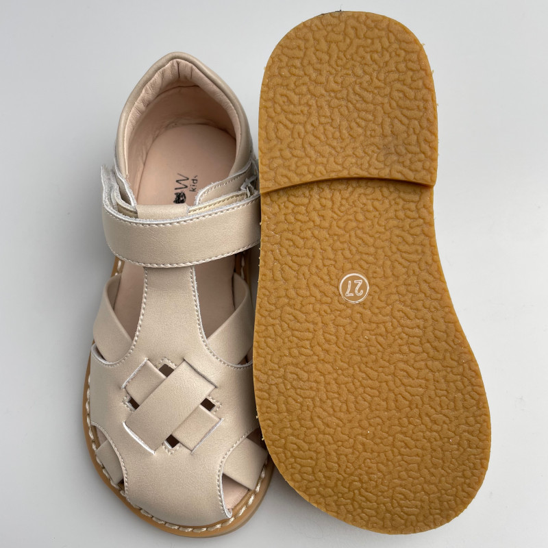 Гибкие сандалии из натуральной кожи MEOW KIDS Retro beige MK-L10