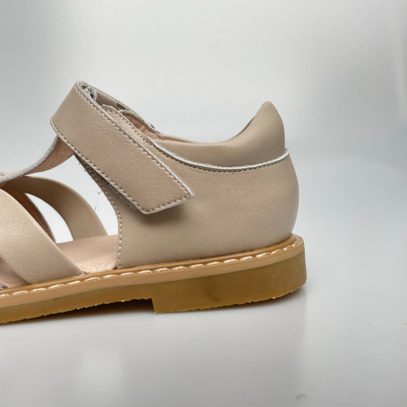 Гибкие сандалии из натуральной кожи MEOW KIDS Retro beige MK-L10