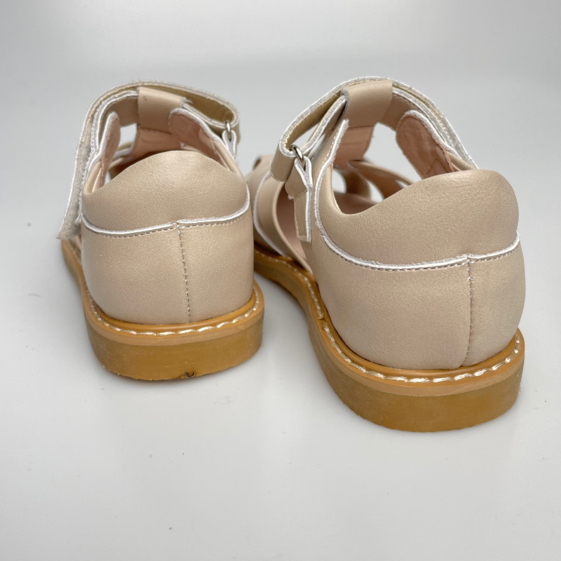 Гибкие сандалии из натуральной кожи MEOW KIDS Retro beige MK-L10