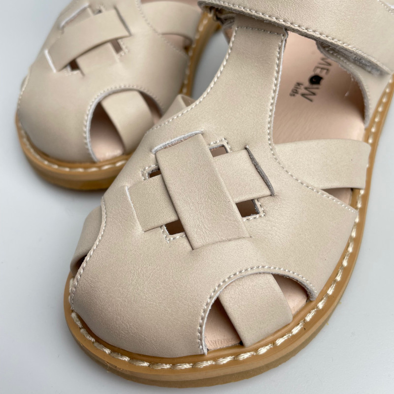 Гибкие сандалии из натуральной кожи MEOW KIDS Retro beige MK-L10