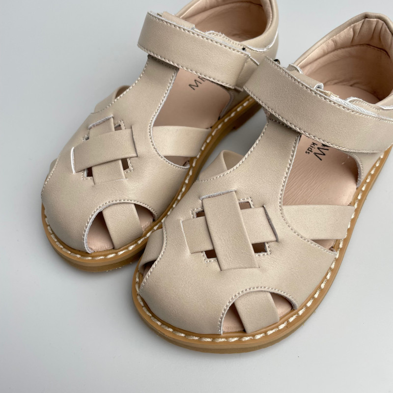 Гибкие сандалии из натуральной кожи MEOW KIDS Retro beige MK-L10
