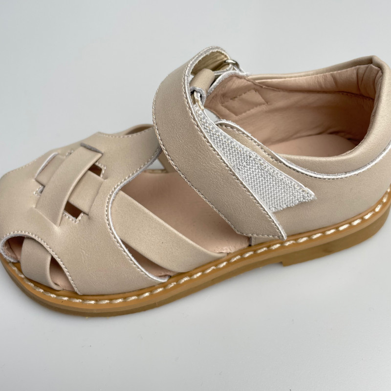 Гибкие сандалии из натуральной кожи MEOW KIDS Retro beige MK-L10