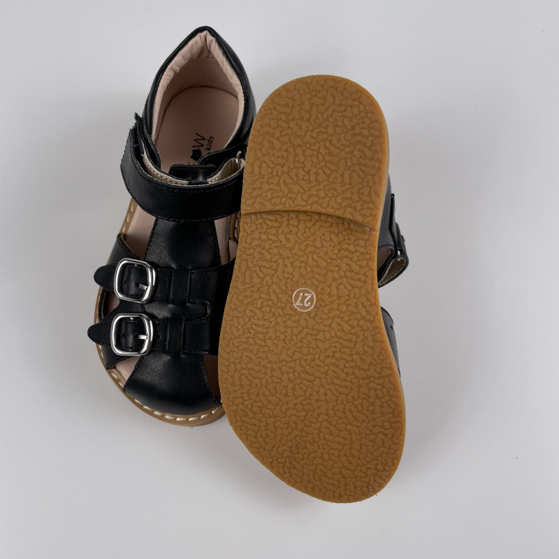 Гибкие сандалии из натуральной кожи MEOW KIDS Classic black MK-L4