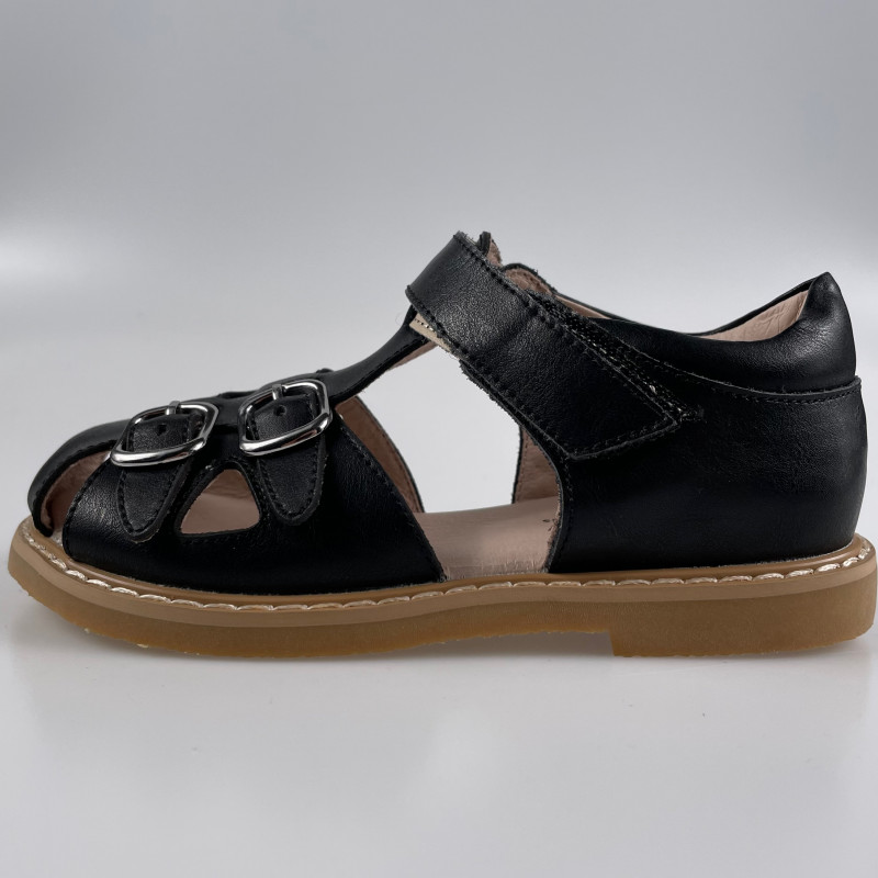 Гибкие сандалии из натуральной кожи MEOW KIDS Classic black MK-L4