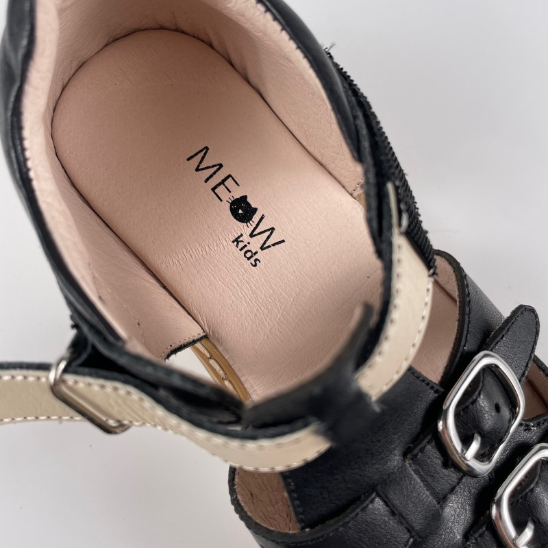 Гибкие сандалии из натуральной кожи MEOW KIDS Classic black MK-L4