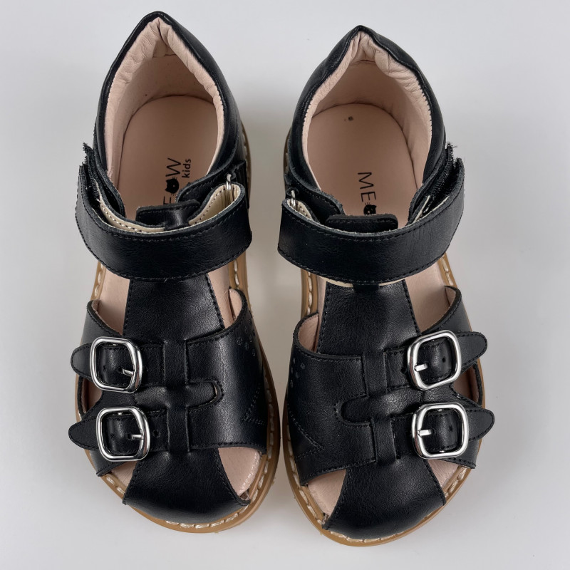 Гибкие сандалии из натуральной кожи MEOW KIDS Classic black MK-L4