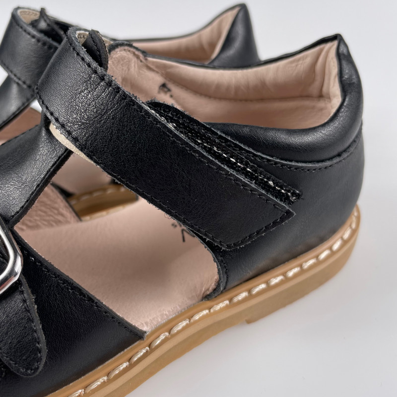 Гибкие сандалии из натуральной кожи MEOW KIDS Classic black MK-L4