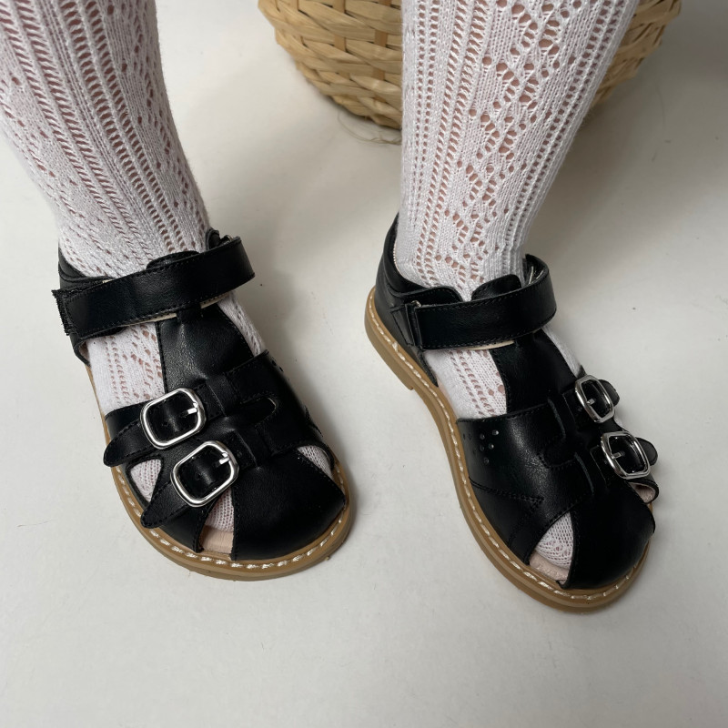 Гибкие сандалии из натуральной кожи MEOW KIDS Classic black MK-L4
