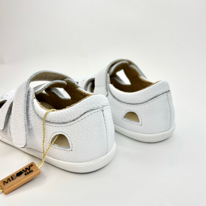 Босоногие сандалии для мальчика и девочки из натуральной кожи MEOW KIDS 1006WH