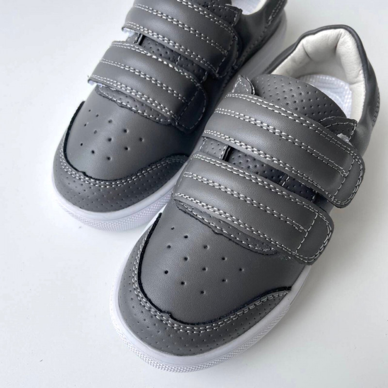 Гибкие кеды из натуральной кожи MEOW KIDS Mono графит MK-M41