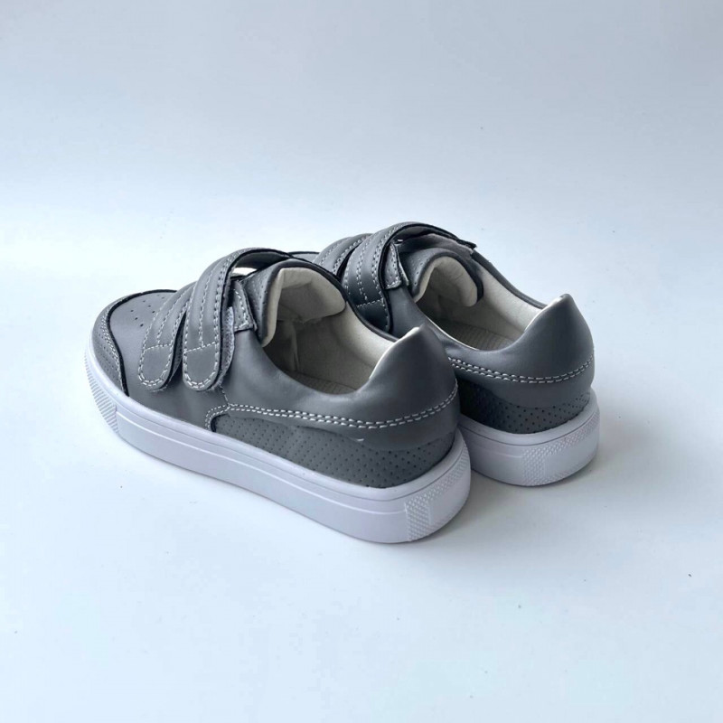 Гибкие кеды из натуральной кожи MEOW KIDS Mono графит MK-M41