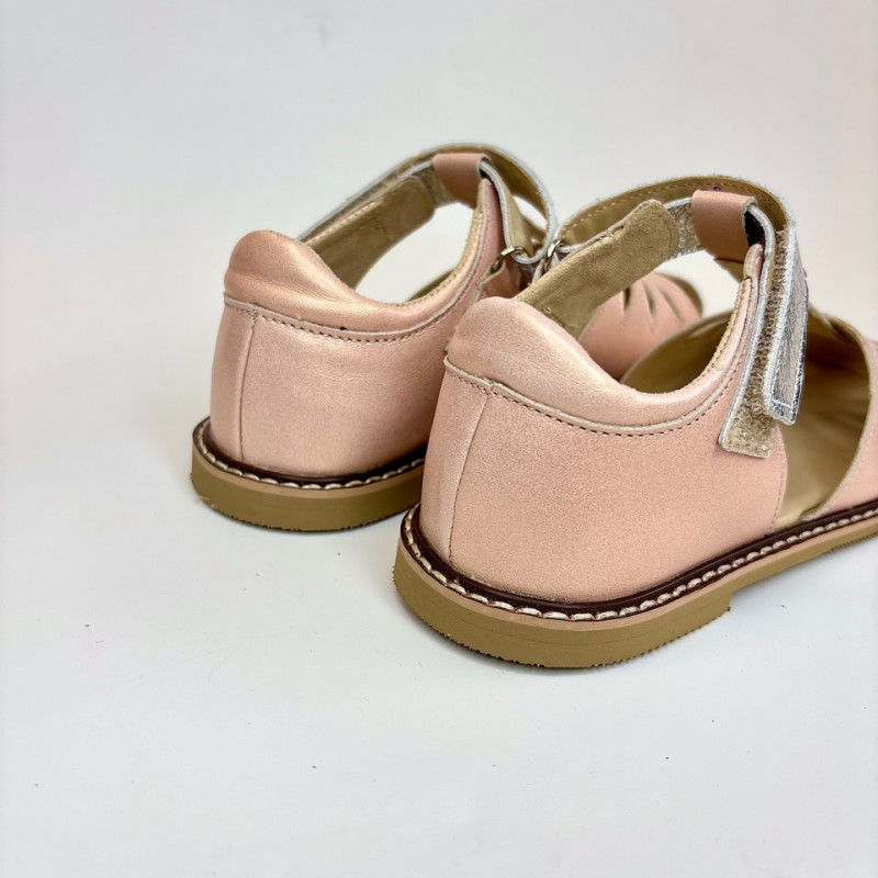 Босоногие сандалии для девочек из натуральной кожи MEOW KIDS 2006PK/SL розовые