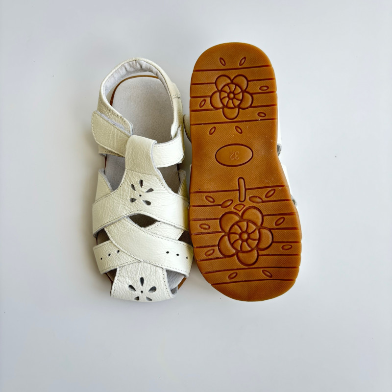 Гибкие босоножки из натуральной кожи MEOW KIDS MK-M13 белые
