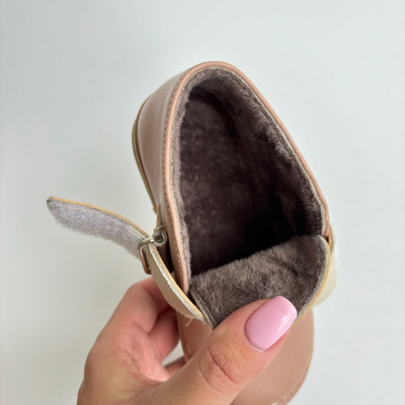 Гибкие ботинки из натуральной кожи MEOW KIDS Bare MK-L50 кремовые