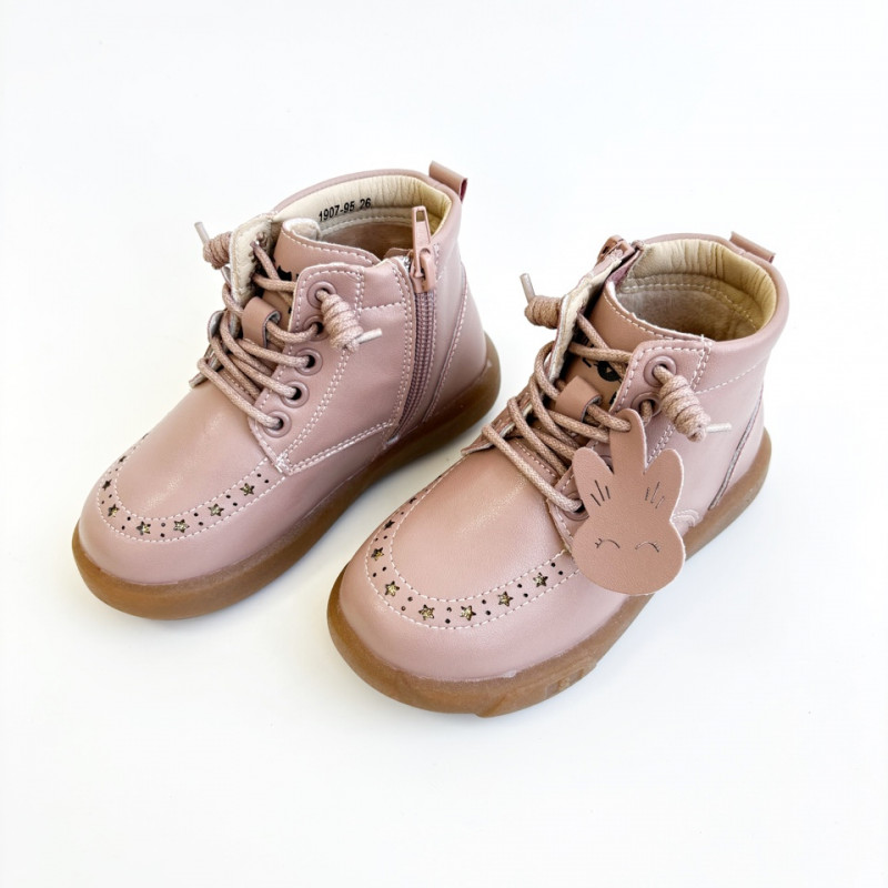 Гибкие ботинки из натуральной кожи MEOW KIDS MK-M146 розовые
